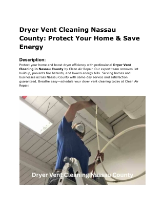 Dryer Vent Cleaning Nassau County