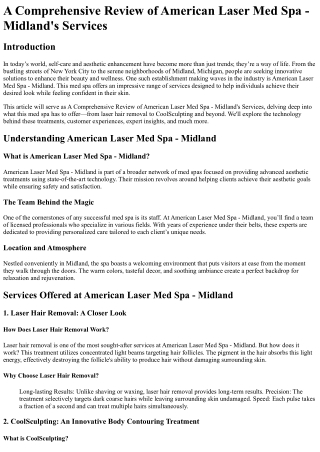 A Comprehensive Review of American Laser Med Spa - Midland_s Services