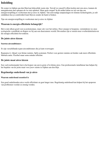 Tips om energieverspilling te voorkomen met je airco in Alphen