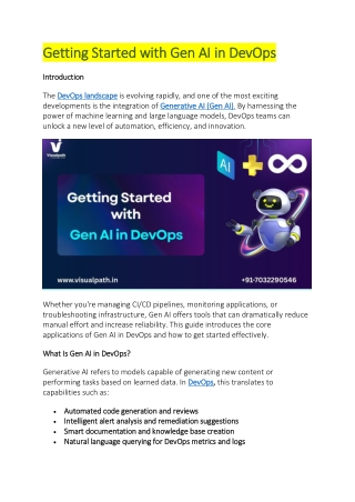 Generative AI For DevOps Training courses | Gen AI For DevOps