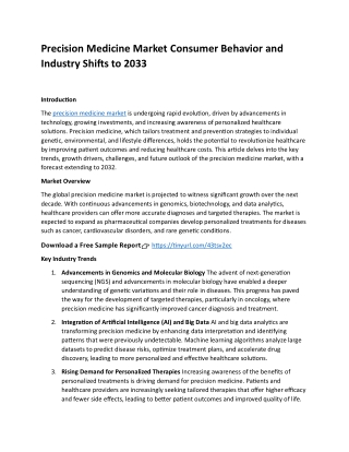 Precision Medicine Market Consumer Behavior and Industry Shifts to 2033
