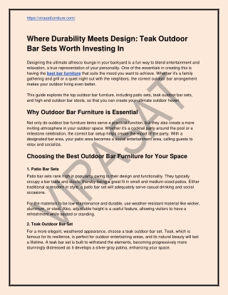 Where Durability Meets Design_ Teak Outdoor Bar Sets Worth Investing In - PDF