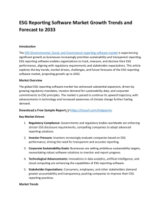 ESG Reporting Software Market Growth Trends and Forecast to 2033