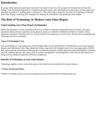 The Role of Technology in Modern Auto Glass Repair