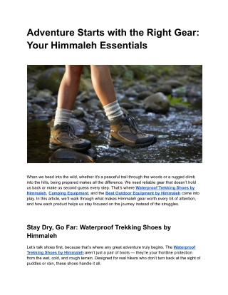 Real Support, Real Dryness – Waterproof Trekking shoes by Himmaleh