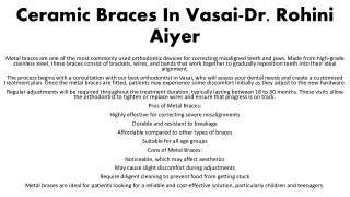 Ceramic Braces In Vasai-Dr. Rohini Aiyer
