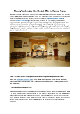 Planning Your Boarding School Budget 9 Tips for Planning Finance