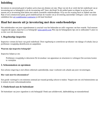 Haal het meeste uit je investering met deze onderhoudstips