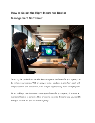 Selecting the Best Insurance Broker Management Software