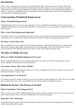 Behind the Scenes of Mobile Windshield Replacement Services