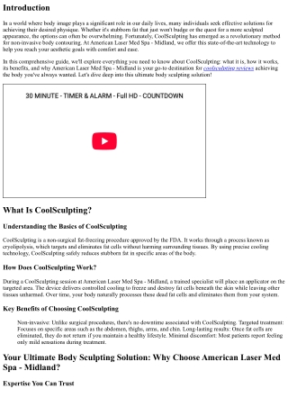 Your Ultimate Body Sculpting Solution: CoolSculpting at American Laser Med Spa -