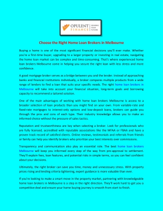Choose the Right Home Loan Brokers in Melbourne