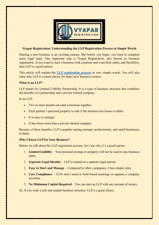 Vyapar Registration - Understanding the LLP Registration Process in Simple Words