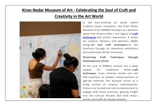 Kiran Nadar Museum of Art - Celebrating the Soul of Craft and Creativity