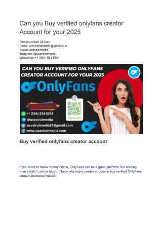 Can you Buy verified onlyfans creator Account for your 2025