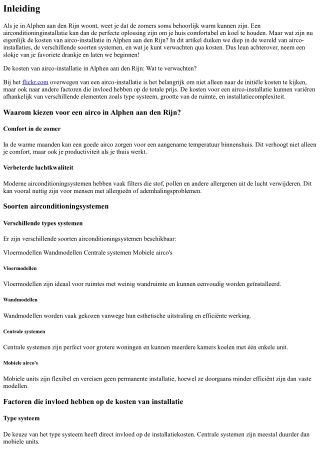 De kosten van airco-installatie in Alphen aan den Rijn: Wat te verwachten?