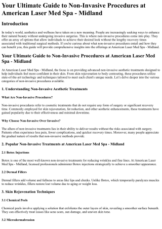 Your Ultimate Guide to Non-Invasive Procedures at American Laser Med Spa - Midla