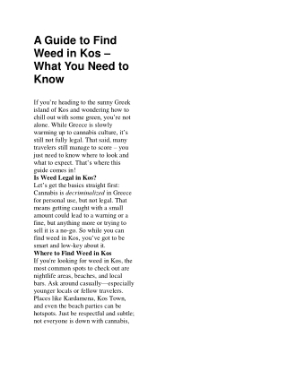 A Guide to Find Weed in Kos – What You Need to Know