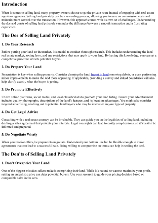 The Dos and Don'ts of Selling Land Privately