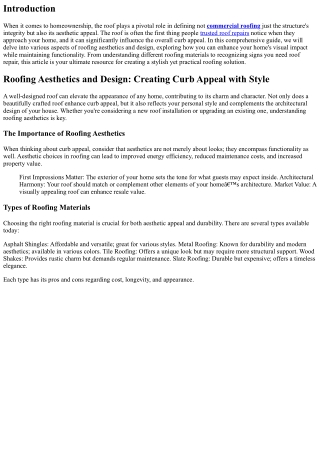 Roofing Aesthetics and Design: Creating Curb Appeal with Style