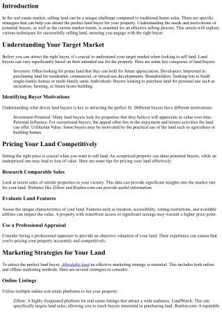 Attracting the Perfect Land Buyer for Your Property