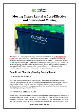 Moving Crates Rental A Cost-Effective and Convenient Moving