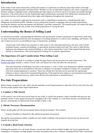 The Legal Aspects of Selling Land