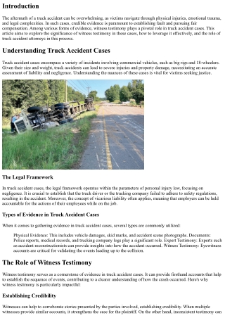 The Impact of Witness Testimony in Truck Accident Cases: Leveraging Credible Evi