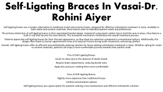 Self-Ligating Braces In Vasai-Dr  Rohini Aiyer