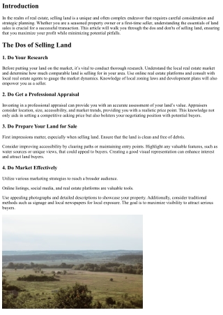 The Dos and Don'ts of Selling Land