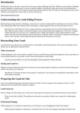 Selling Land Safely: Tips to Protect Yourself Throughout the Process