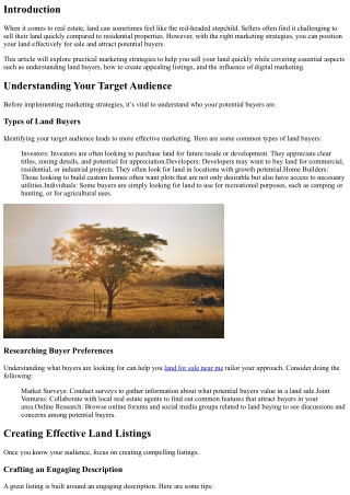 Marketing Strategies to Sell Your Land Quickly