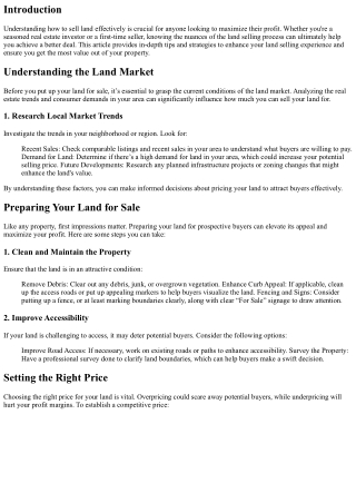 Maximizing Your Profit: Tips for Selling Land Successfully