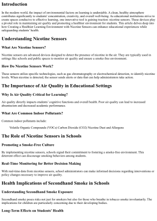Creating a Healthier Learning Environment with Nicotine Sensors