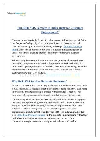Can Bulk SMS Services in India Improve Customer Engagement