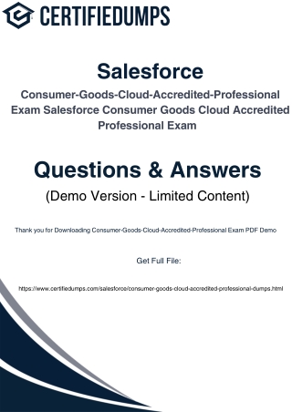 Salesforce Consumer Goods Cloud Accredited Professional Dumps PDF – 100% Verify