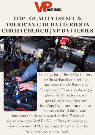 Trusted Diesel and American Car Battery Christchurch  VP Batteries Experts