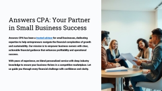 Building Stronger Businesses and Advisory Support from Answers CPA