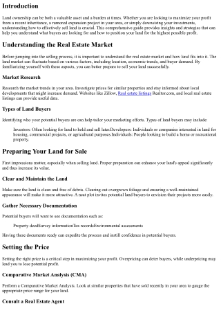Maximizing Your Profit When Selling Land