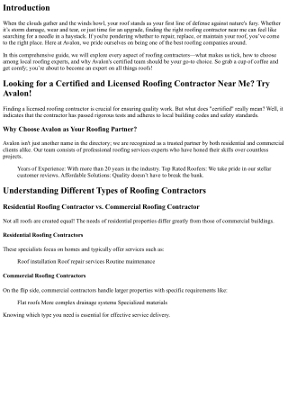 Looking for a Certified and Licensed Roofing Contractor Near Me? Try Avalon!