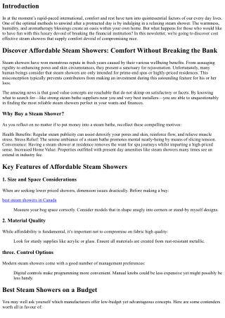 Discover Affordable Steam Showers: Comfort Without Breaking the Bank