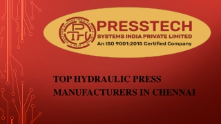 Top Hydraulic Press Manufacturers in Chennai