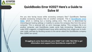 Complete Guide to Fixing QuickBooks Error H202 in Quick Steps