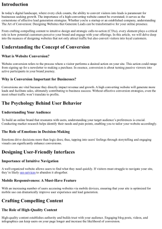 The Art of Conversion: Designing Websites that Generate Leads