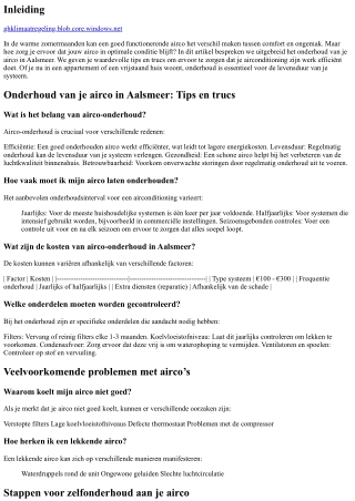 Onderhoud van je airco in Aalsmeer: Tips en trucs