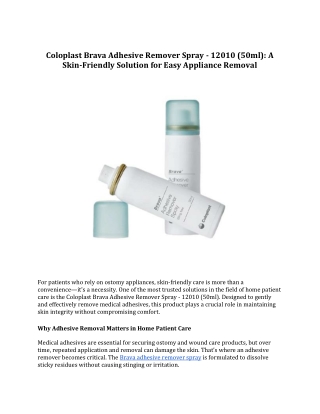 Coloplast Brava Adhesive Remover Spray 50ml – Gentle & Skin-Friendly Care