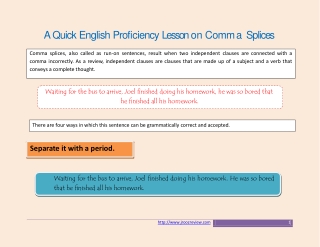 Comma Splices - A Quick English Proficiency Lesson