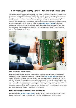 How Managed Security Services Keep Your Business Safe
