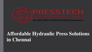 Affordable Hydraulic Press Solutions in Chennai