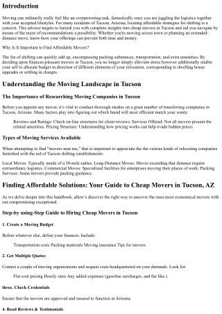Finding Affordable Solutions: Your Guide to Cheap Movers in Tucson, AZ